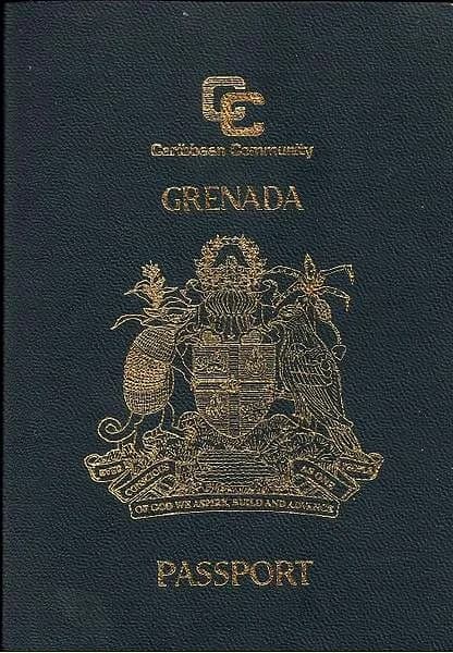 Front cover of the Grenada passport