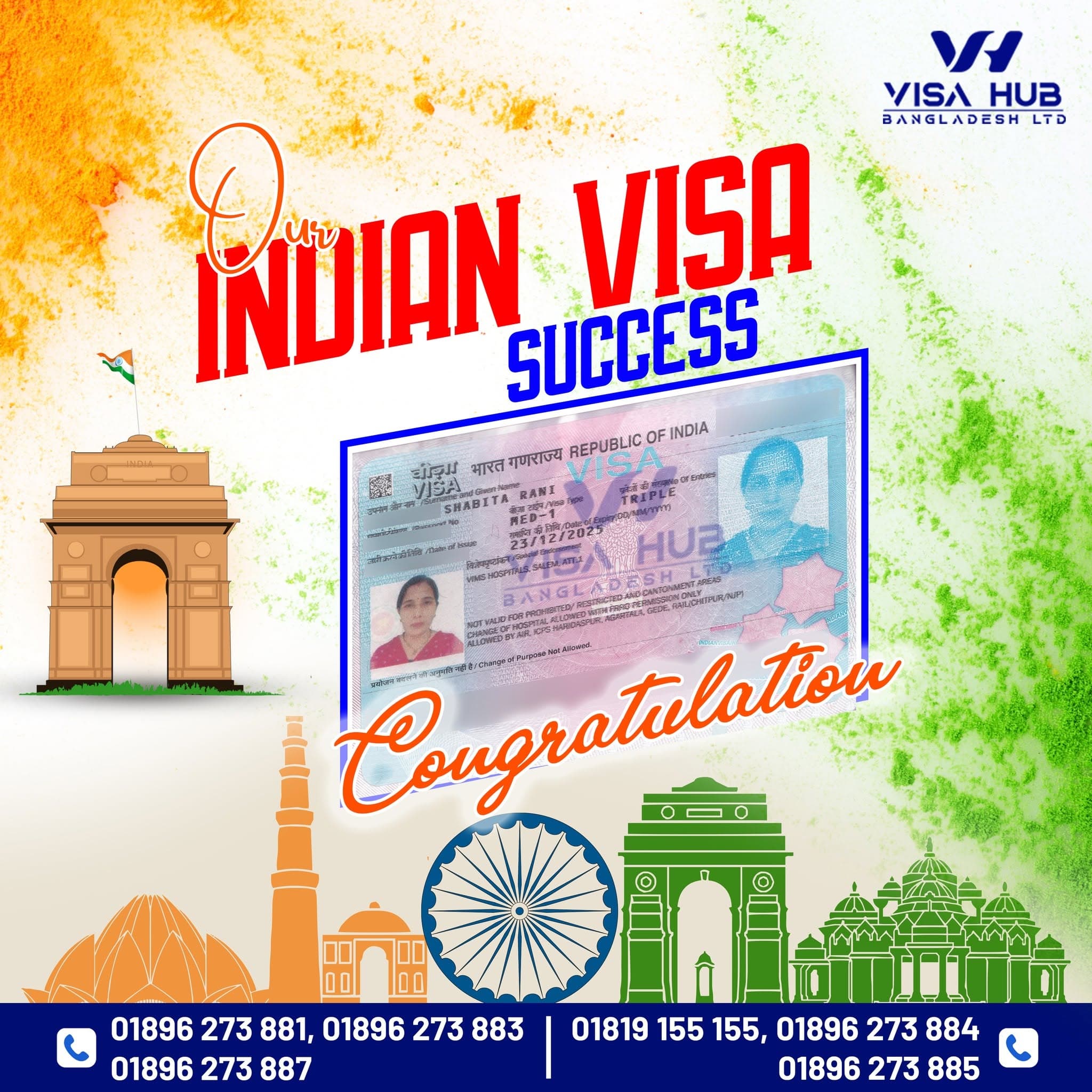 Visa result shared by a Visa Hub client for India