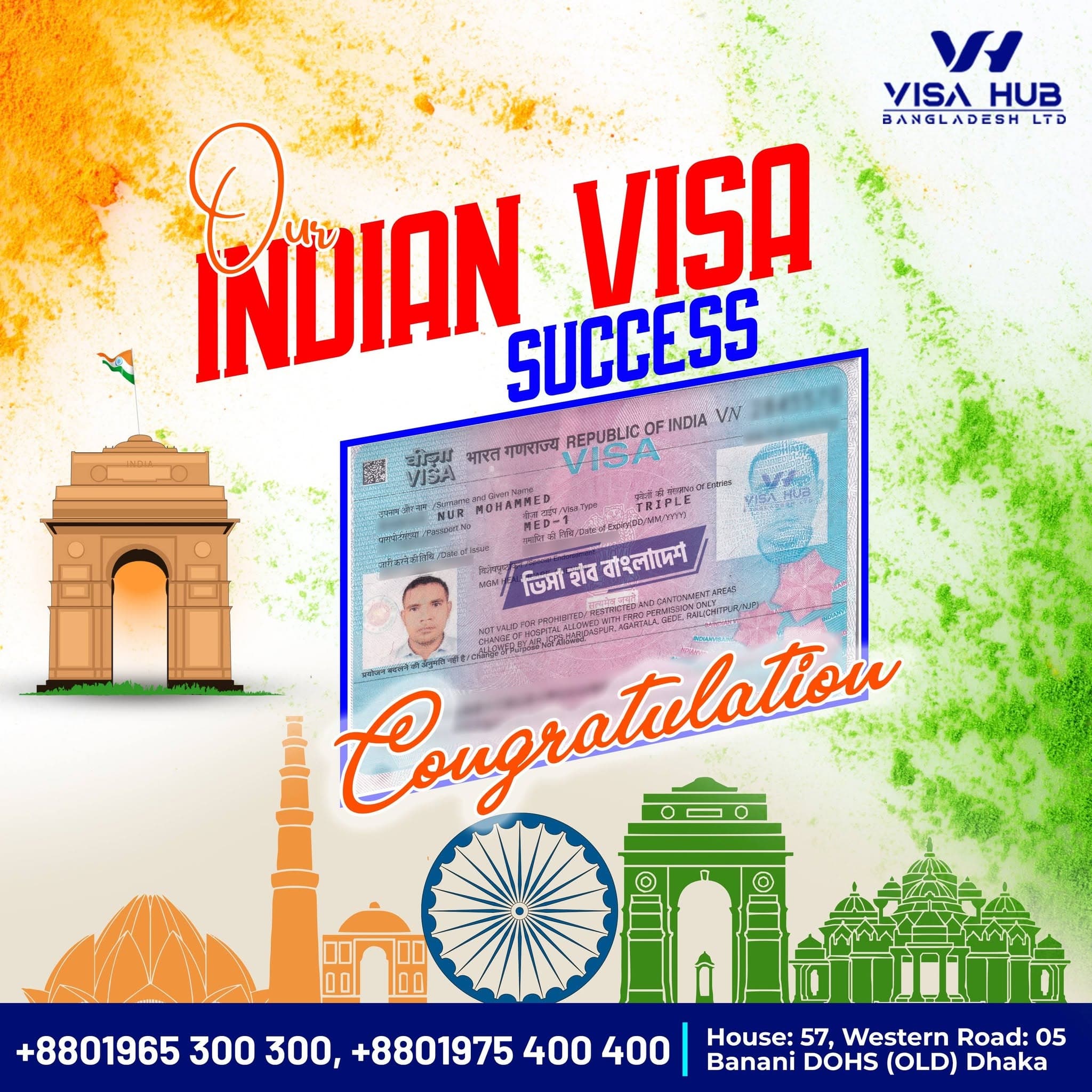Visa result shared by a Visa Hub client for India