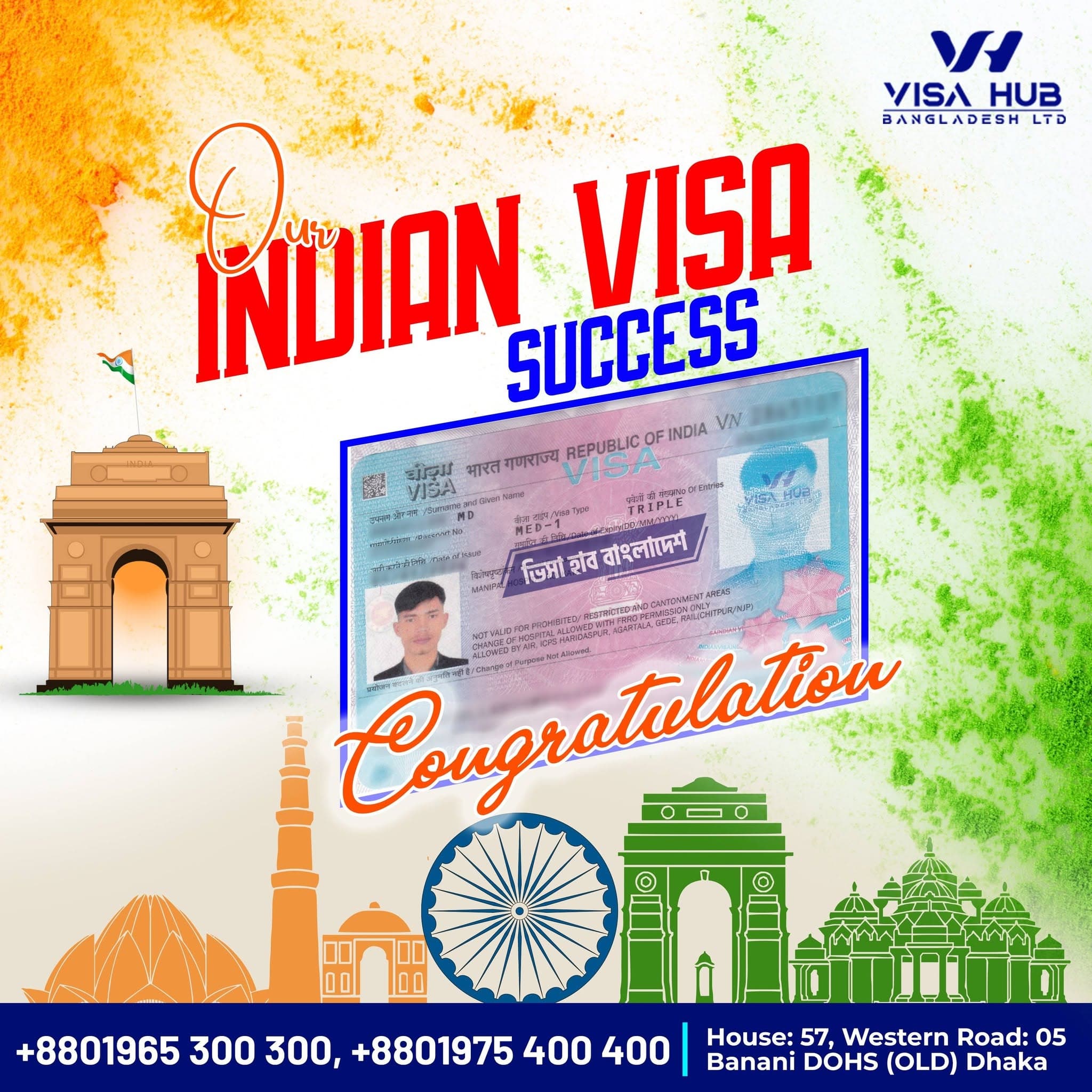 Visa result shared by a Visa Hub client for India