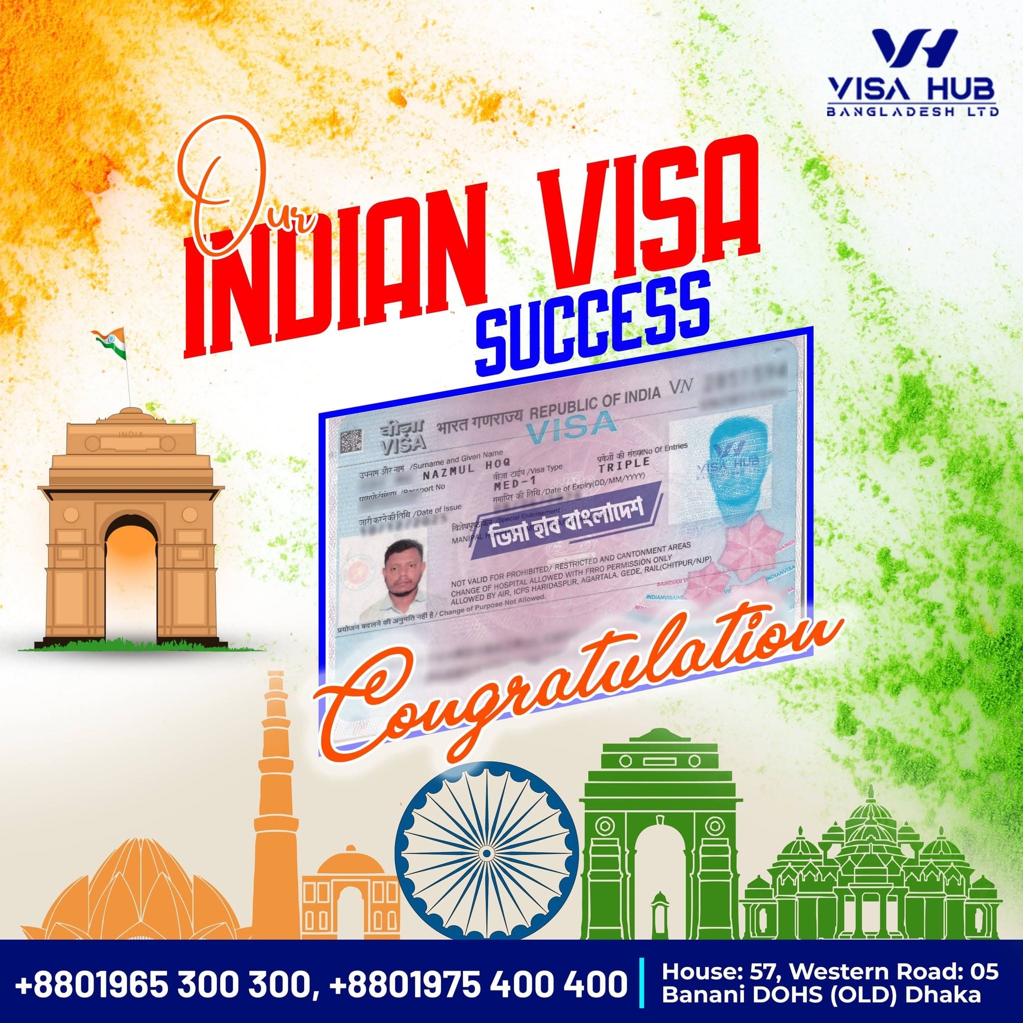 Visa result shared by a Visa Hub client for India