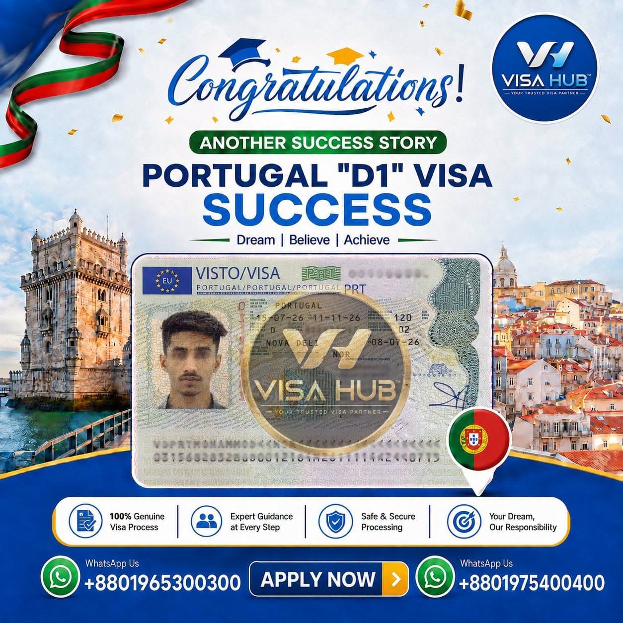 Visa result shared by a Visa Hub client for Portugal