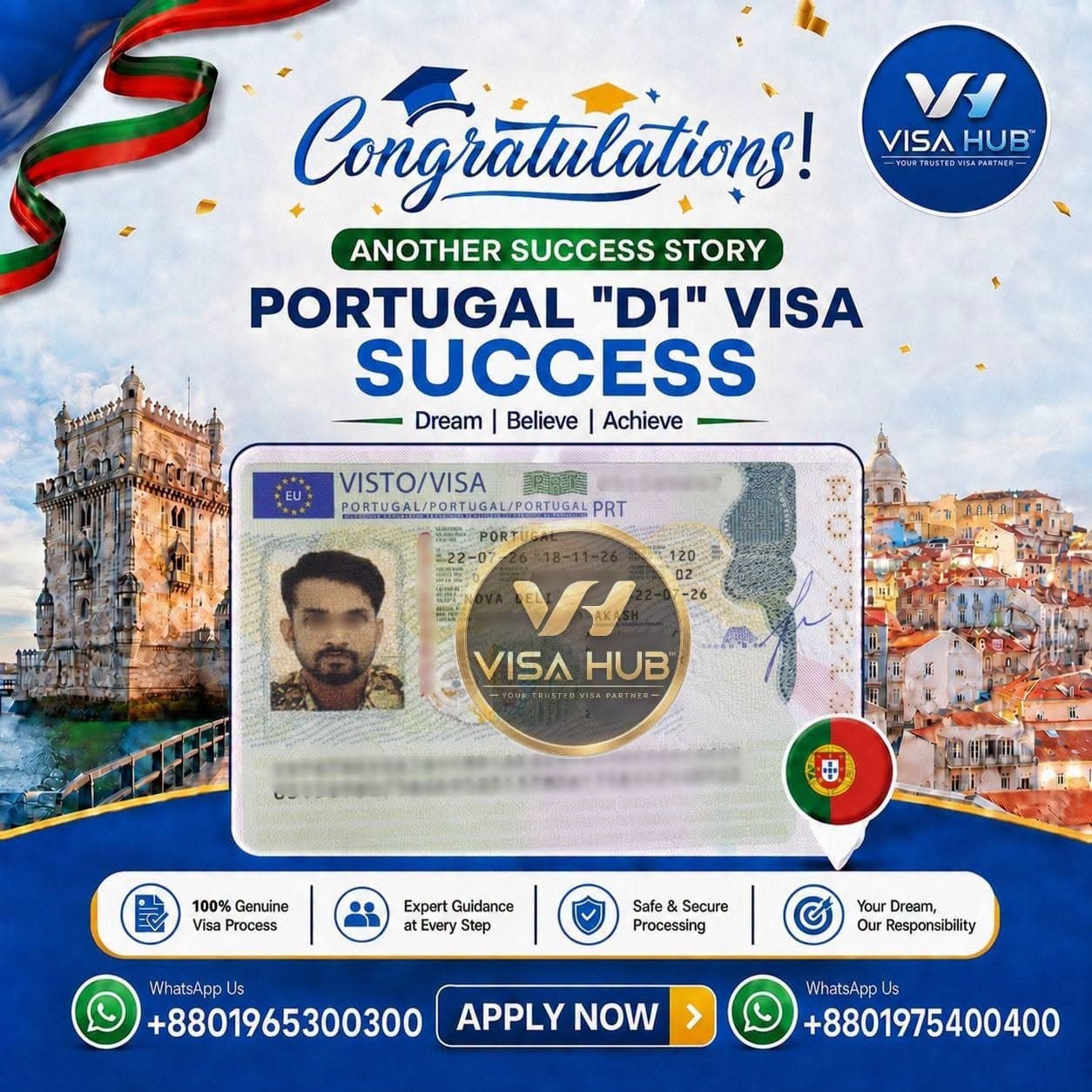 Visa result shared by a Visa Hub client for Portugal