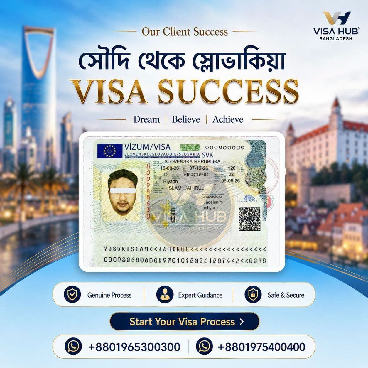 Visa result shared by a Visa Hub client for Slovakia