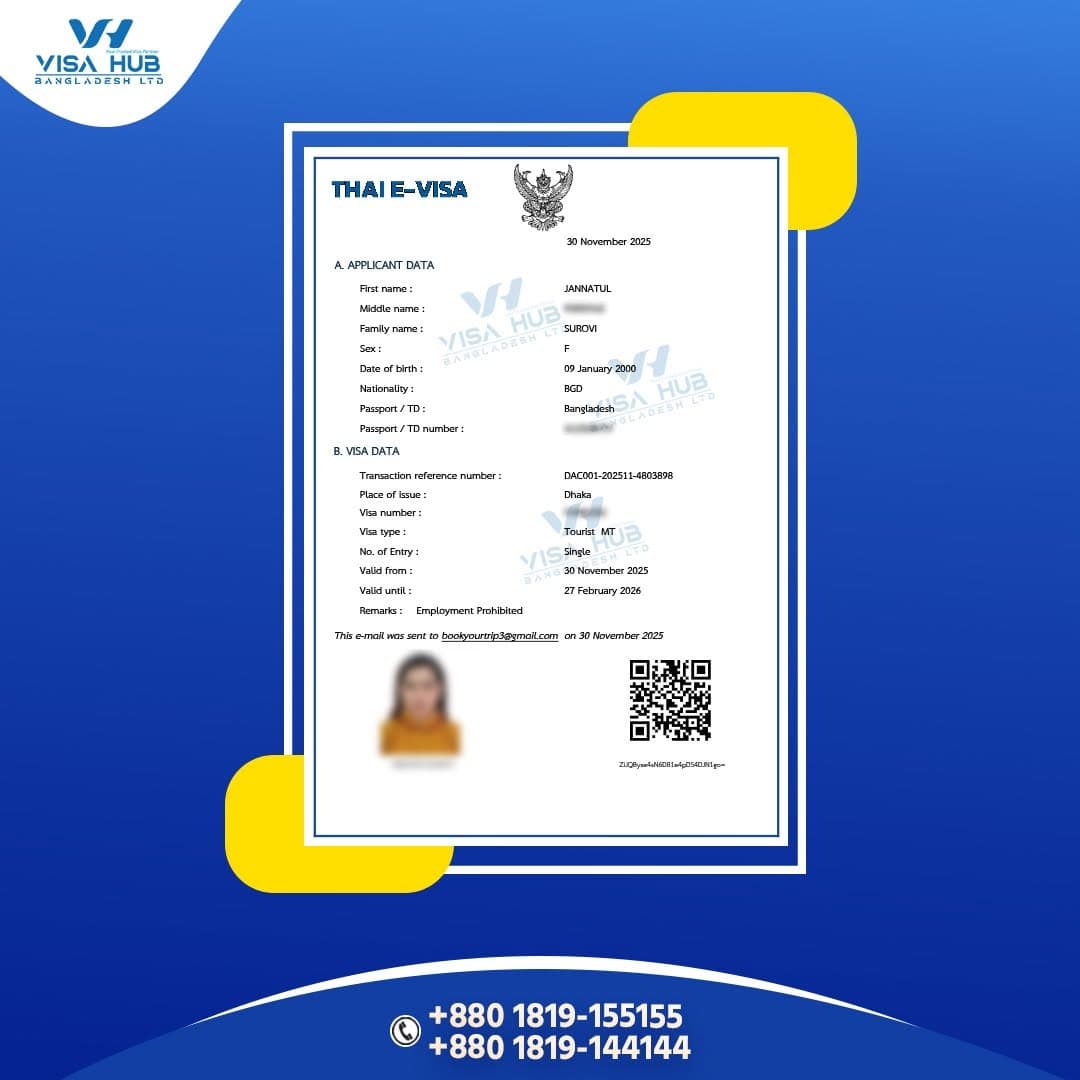Visa result shared by a Visa Hub client for Thailand