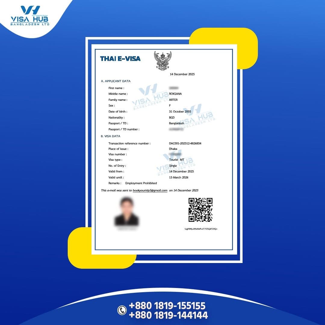 Visa result shared by a Visa Hub client for Thailand