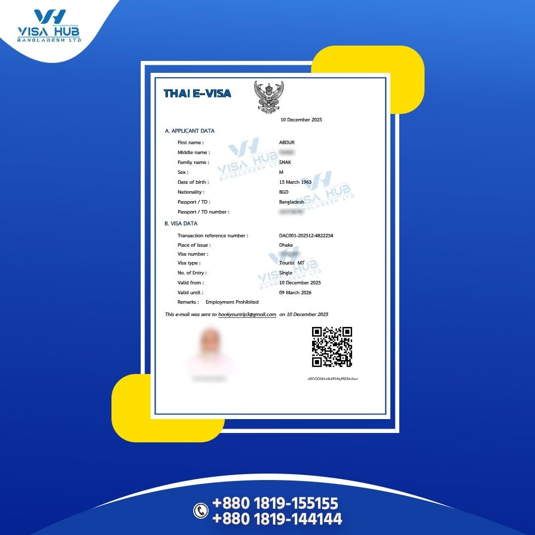 Visa result shared by a Visa Hub client for Thailand