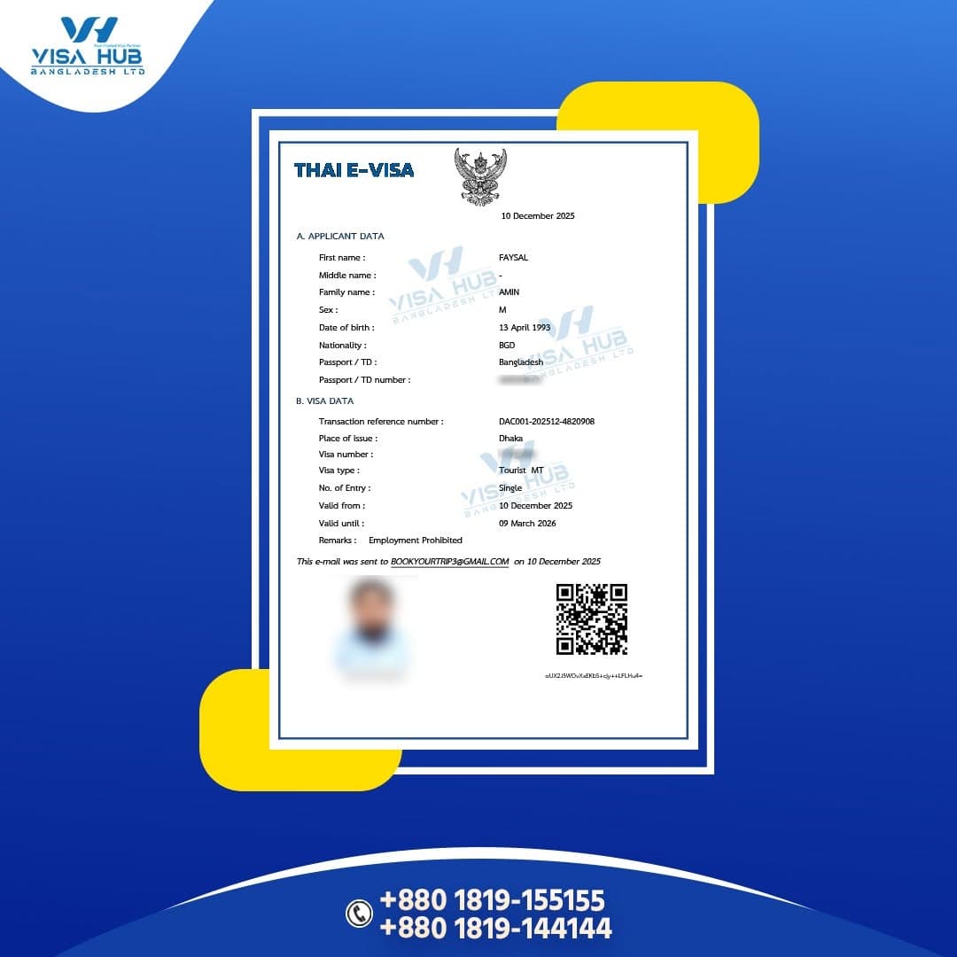 Visa result shared by a Visa Hub client for Thailand